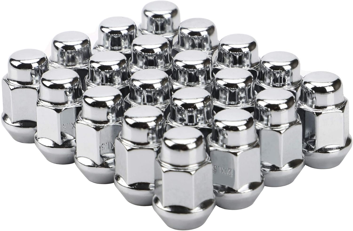 12x1.5 Wheel Lug Nuts, 20PCS Chrome