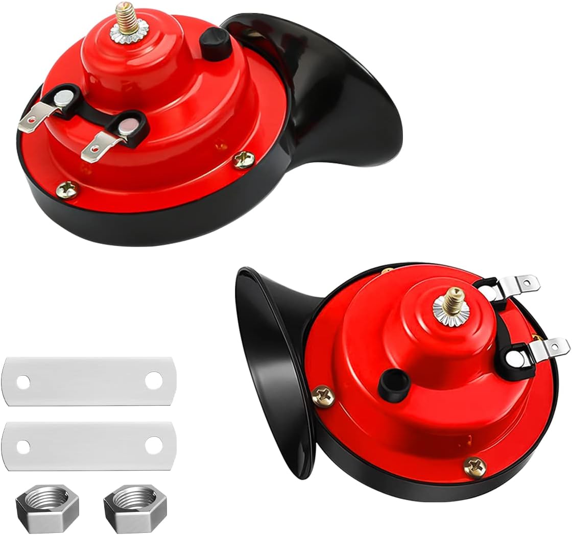 2PCS 300DB Super Loud Train Horns, 12V Waterproof Air Horns Replacement Kit
