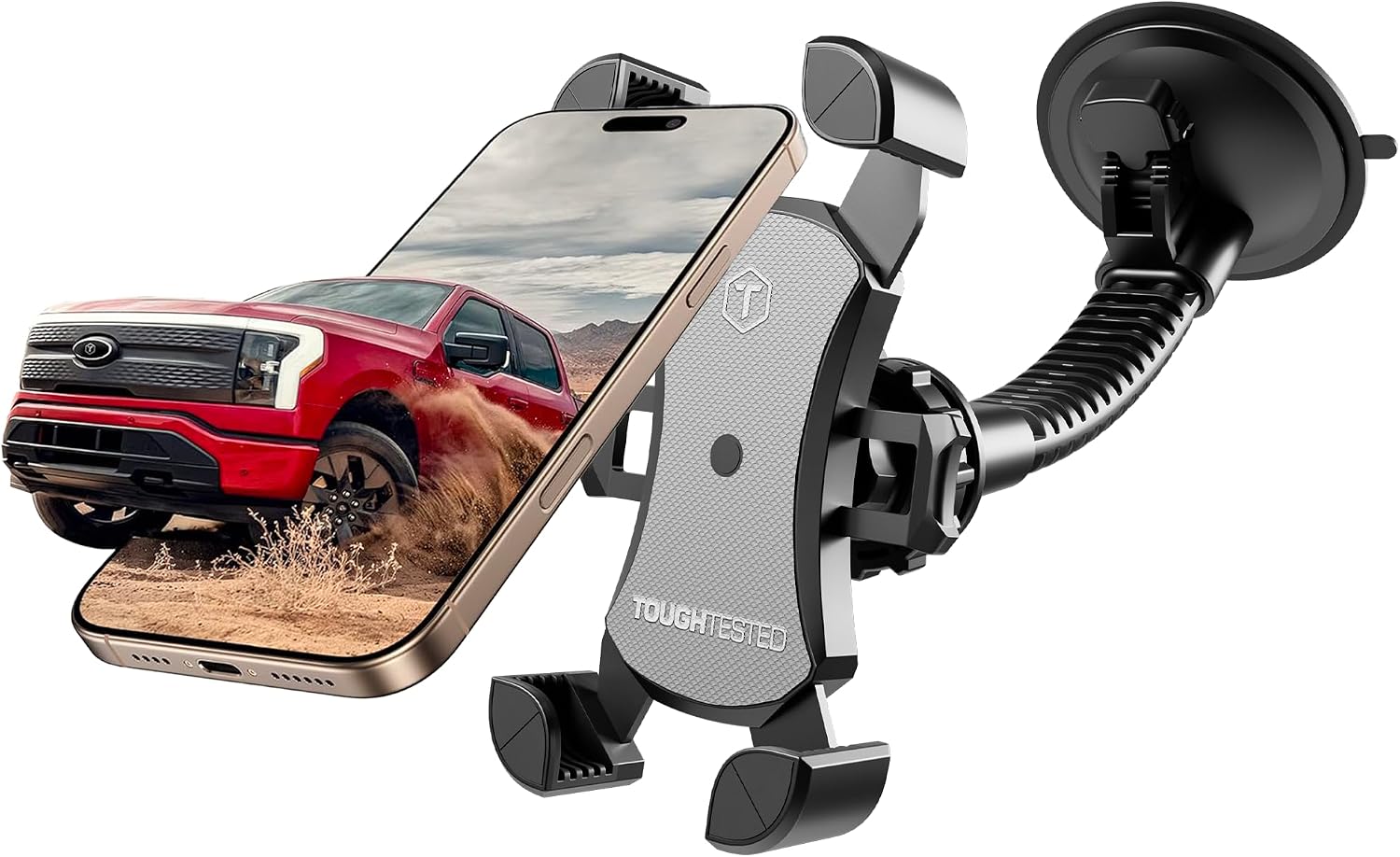 Mammoth Truck Windshield Phone Mount, Vibration Absorbing Car Phone holder