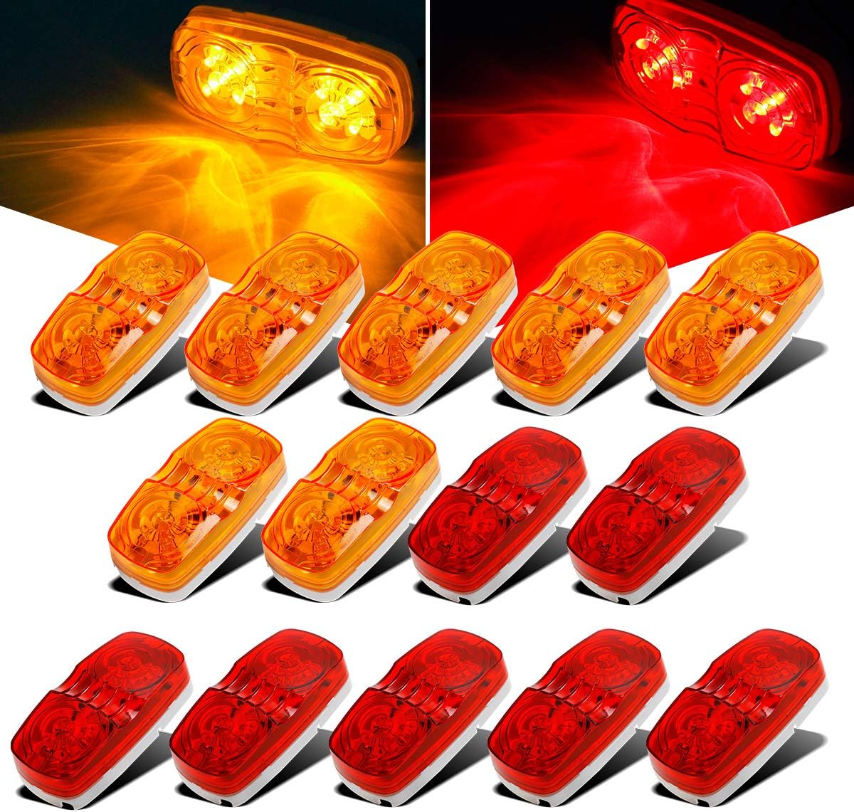 Partsam 14x Trailer RV Marker LED Light Double Bullseye 10 Diodes