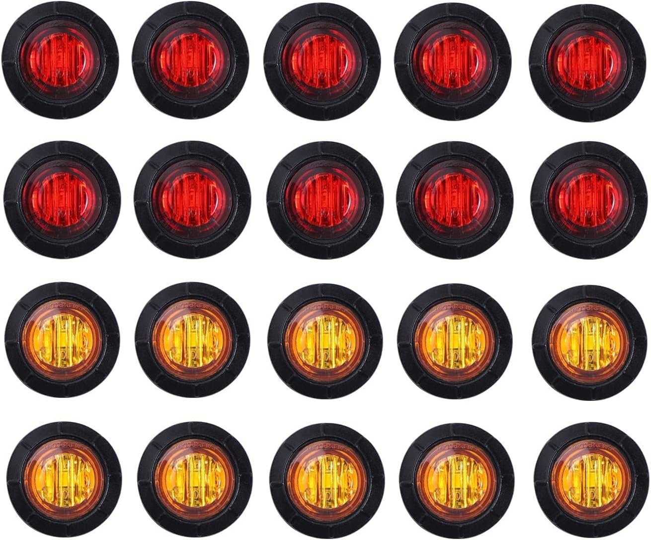 TMH 3/4 Inch Mount 10 pcs Amber + 10 pcs Red LED